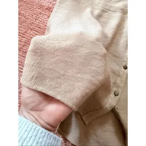 Notations Beige Button Front Utility Blouse XL Roll Tab Sleeves thumbnail 6