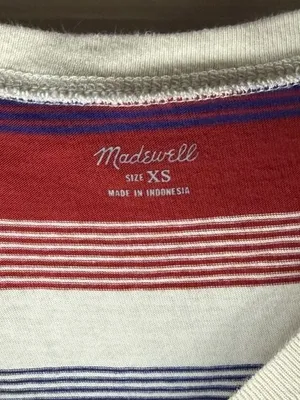 Madewell Northside Long Sleeve Crewneck T-Shirt in Red White and Blue Stripe thumbnail 2