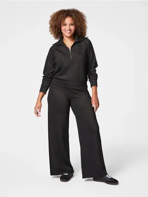 Spanx AirEssentials Half Zip with Shimmer Top-Black Gunmetal‎ thumbnail 4