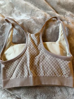 All in Motion Houndstooth Sports Bra - Tan thumbnail 4