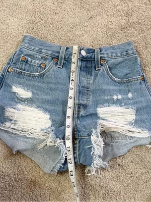 Levi’s Women’s 501 Original Fit High Rise Jean Short Distressed in Med Wash 24 thumbnail 11