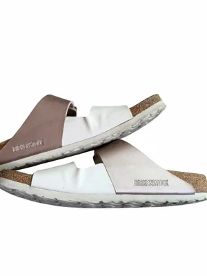 Birkenstock - Arizona Split White Rose Gold Birko-Flor Sandals Sz 39 thumbnail 8