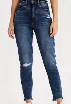 American Eagle Outfitters Dark Blue Straight Leg Jeans thumbnail 1