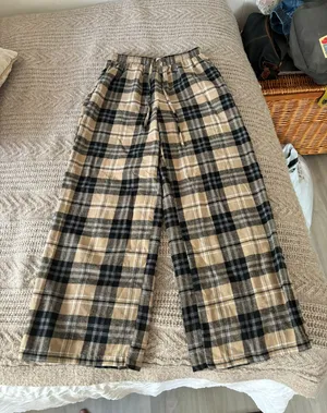 Plaid Brown And Black Drawstring Pants thumbnail 3
