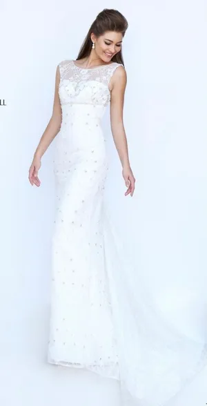 Sherri Hill Style 50069 Ivory Lace Mermaid Gown Size 2 thumbnail 1