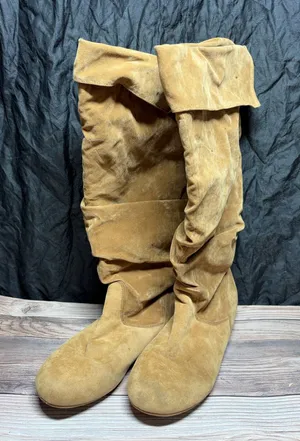 Tan Suede Slouch Boots Size 7.5 Brown thumbnail 1