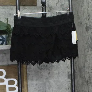 NWT American Rag Cie Laser-Cut Faux-Suede Eyelet Cropped Shorts Classic Black L thumbnail 2