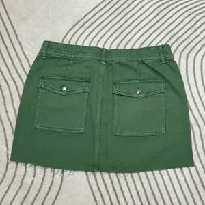 Aerie Green Denim Mini Skirt Cargo Utility Frayed Hem‎ Y2K Style Fairy Grunge thumbnail 3