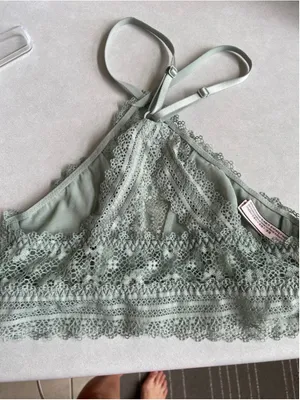 Women's Victoria's Secret Lace Halter Bralette XS Green thumbnail 2