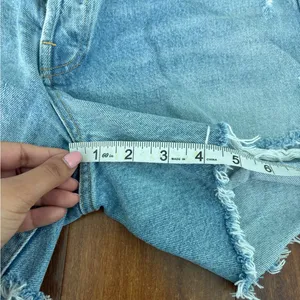 Agolde Faded Blue Frayed Jean Shorts thumbnail 5