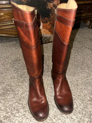 FRYE Molly Button Tall Brown Leather Riding Boots thumbnail 14