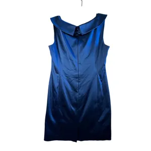 Tahari Arthur S. Levine Royal Blue Satin Ruched Cocktail Dress Sz‎ 14 Evening thumbnail 2