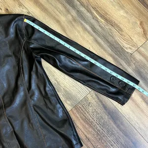 American Vintage Y2K 90s Faux Leather Brown Pleather Jacket Boho Hippie Flower Lace Distressed thumbnail 12