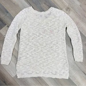 Aerie by AEO Happy Winter Open Weave‎ Sweater Tan Pink Medium Pullover thumbnail 9