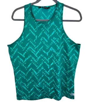 The‎ North Face Womens XL Teal Green Chevron FlashDry Racerback Active Tank Top thumbnail 1