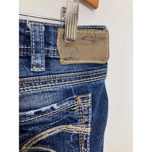 Silver Jeans Aiko Straight Leg Womens 29 Dark Wash Good Stretch Denim Distressed thumbnail 4