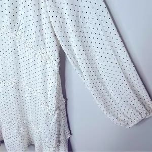 Polly Black and White Polka Dot‎ V-Neck Tiered Dress Size 12 thumbnail 6