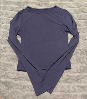 Navy Blue Long Sleeve Stretch Tee Women’s Small Fitted Basic Top Purple thumbnail 1