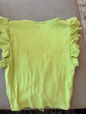 Zara Green Ruffled Crop Top thumbnail 6