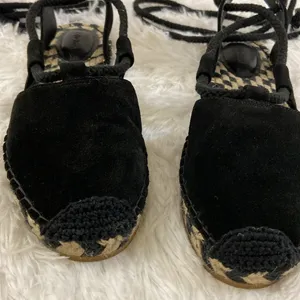 & Other Stories Women Flat Black Lace Up Espadrille Sandals . Size-7 thumbnail 7