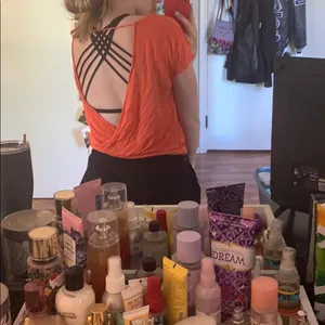 Charlotte Russe Coral colored shirt with open back thumbnail 5