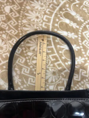 kate spade Black Patent Satchel with Embossed Circle Pattern thumbnail 9