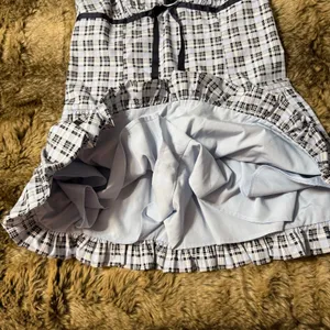 Hollister Blue Plaid Smocked Mini Dress Size Large thumbnail 5