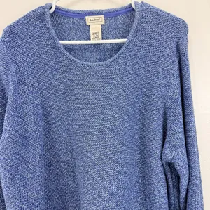 Vintage LL Bean Blue Marled Chunky Knit Cotton Crew Neck Pullover Sweater XL thumbnail 4