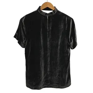 Madewell Velvet Choker V Neck Short Sleeve‎ Top Women Size S Black thumbnail 5