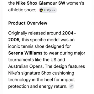 Rare Vintage Nike Glamour Shox Tennis Sneakers! SW DESIGNED FOR SERENA WILLIAMS! thumbnail 2