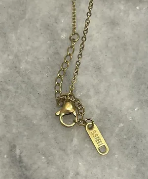 Gold And Diamond Drop Logo Symbol Stainless Steel Necklace thumbnail 4