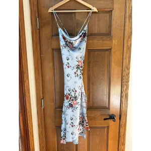 ASTR Gaia Floral Midi Dress in Blue Rust Size Small NEW thumbnail 4