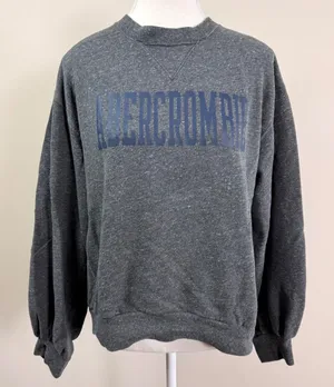 Abercrombie & Fitch Soft AF Collection Gray Balloon Sleeve Logo Sweatshirt Small thumbnail 1