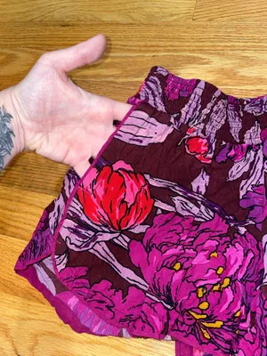 Anthropologie purple floral shorts thumbnail 4