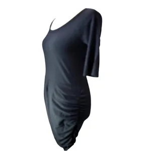 Athleta Black Ruched Bodycon Dress Short Sleeve Scoop Neck Small thumbnail 2