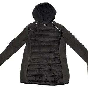Michael Kors Black Knit-Sleeve Puffer Coat Hooded‎ Zip Up Women's Size Small thumbnail 2