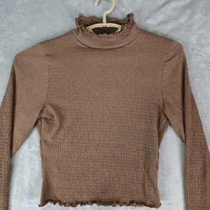 Altar'd State Crop Top Long Sleeve Size Large Burnt‎ Orange Shirred Fabric thumbnail 3