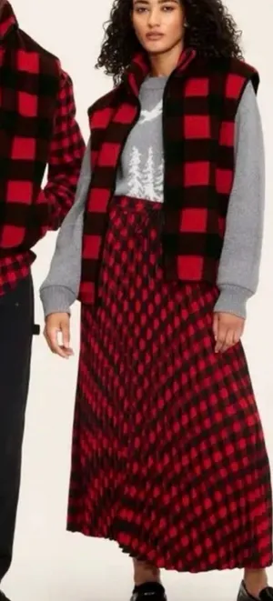 Woolrich NWT Unisex Red and Black Fleece Lined Buffalo Plaid Vest thumbnail 1