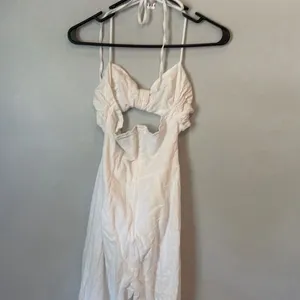 SNDYS Revolve White Jumpsuit Open Front Wide Leg Small 100% Cotton #1000 thumbnail 8
