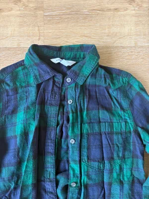 Old Navy Green and Blue Plaid Button Down Flannel thumbnail 3
