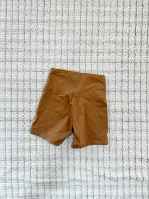 Offline by aerie Brown High-Waist Bike Shorts with Pink Smiley Detail thumbnail 3