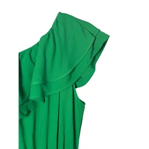 Zara Dress M Green One Shoulder Tiered Ruffle Mini Romantic Tropical Vacation thumbnail 4