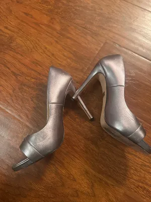 Chrome silver badgley Mischka peep toe formal heel thumbnail 2