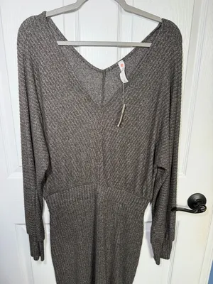 Anthropologie Daily Practice Barre Ribbed V-Neck Midi Dress Medium NWT thumbnail 6