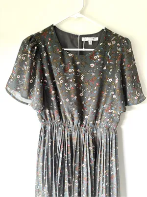 Baltic Born Belfast Pleated Midi Dress Antique Jade Floral Cottagecore thumbnail 5