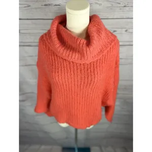 Anthropologie Pilcro Zamora Cowl Neck Alpaca Wool Sweater Coral XS Oversized thumbnail 2