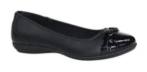 Time & Tru Black Buckle Croc Flats thumbnail 1