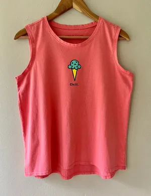 Life is Good Sz M Coral Pink Tank top Pullover Cotton thumbnail 1