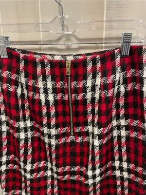 Cute classic Talbots wool blend plaid red pencil skirt preppy twee academia mini thumbnail 7