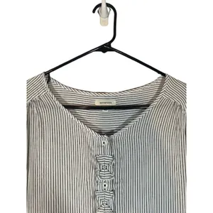 Max Studio White Striped Long Sleeve Button Bow Detail Blouse Women Sz L thumbnail 6